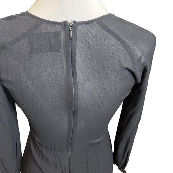 Reformation Black V Neck Midi Dress Women’s Size 0 Long Sleeve Plunge Minimal - Picture 6 of 11